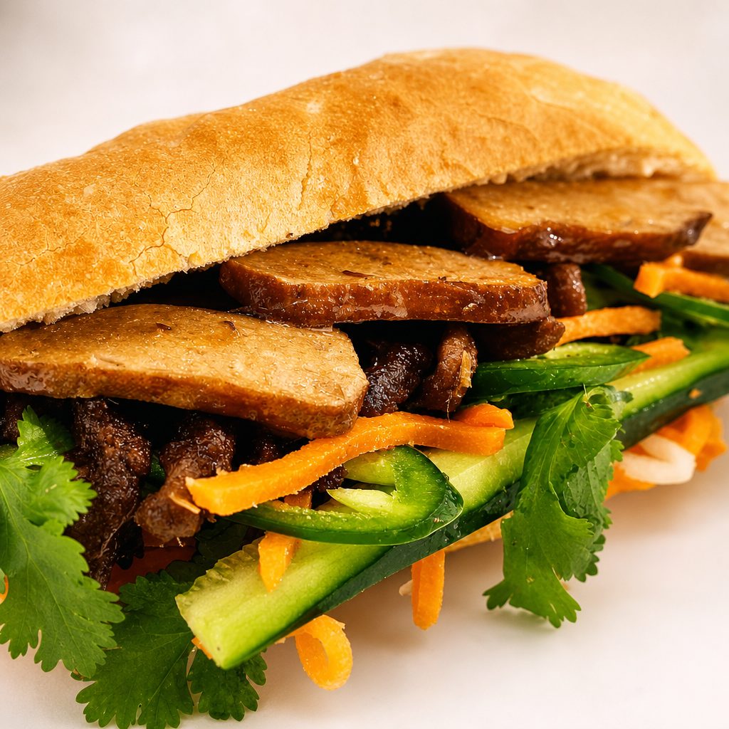 V1. Bánh Mỉ Chay (Vegetarian - Soy Curls/Tofu).