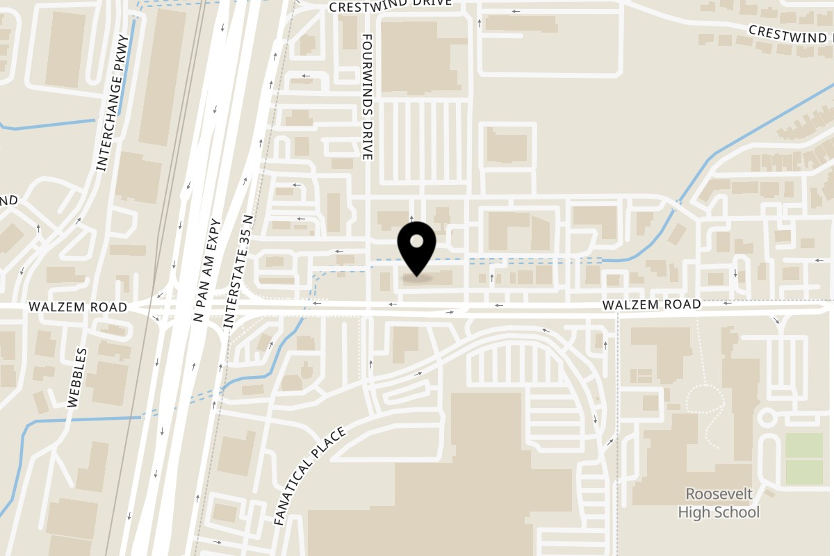 Map showing the location of BC Bubble Tea and Bánh Mì on 4905 Walzem Rd in San Antonio
